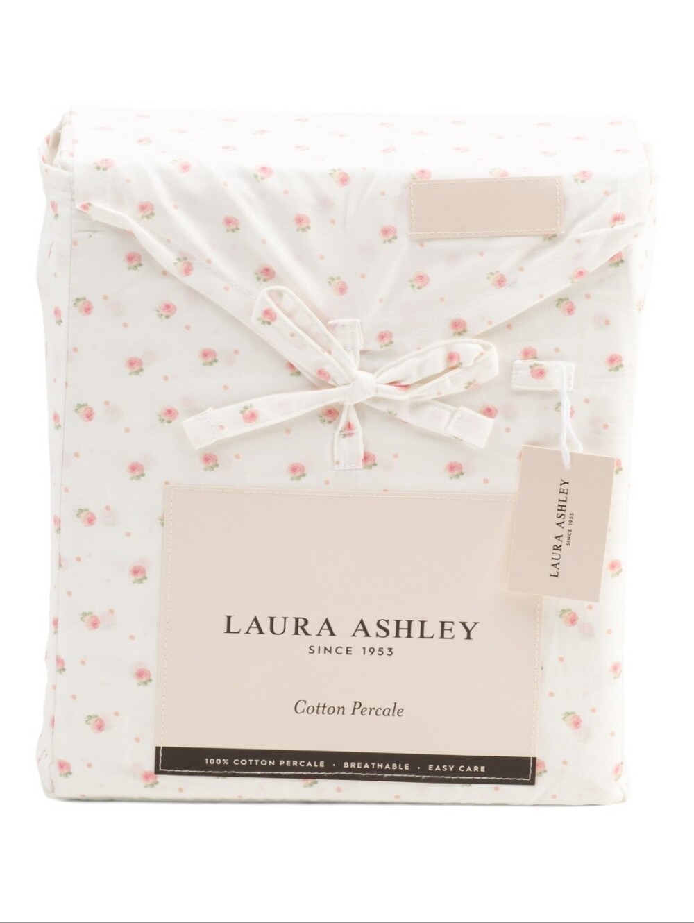 Laura Ashley FULL Sheet Set Pink  Floral Percale Cotton Cottagecore